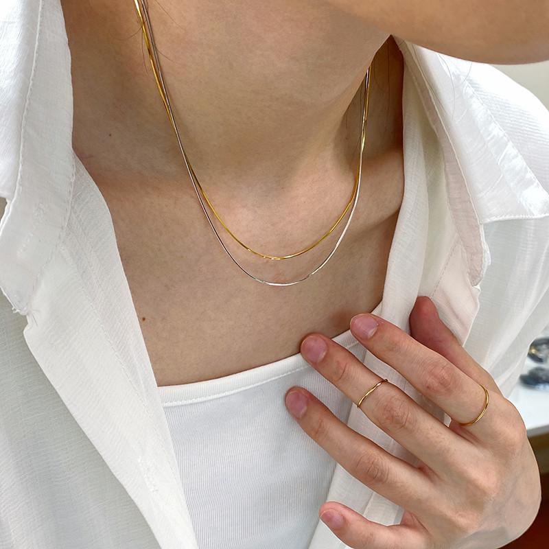 Titanium Steel Ultra-Fine Chain Snake Bone Necklace Women's Light Luxury Niche Necklace High-Grade Clavicle Chain Ins Cold Style Accessories