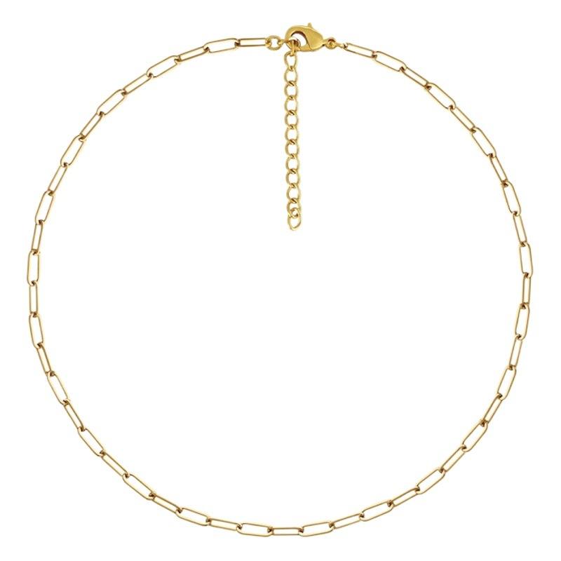 French Plain Chain Light Luxury Stacked Thin Cross Chain Titanium Steel Necklace Men and Women All-Match Simple Niche Design Hollow Chain