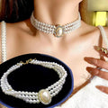 Ethnic Style Imitation Pearl Short Diamond Necklace Collar Clavicle Chain Design Sense Online Celebrity Retro Niche Fashion All-Matching