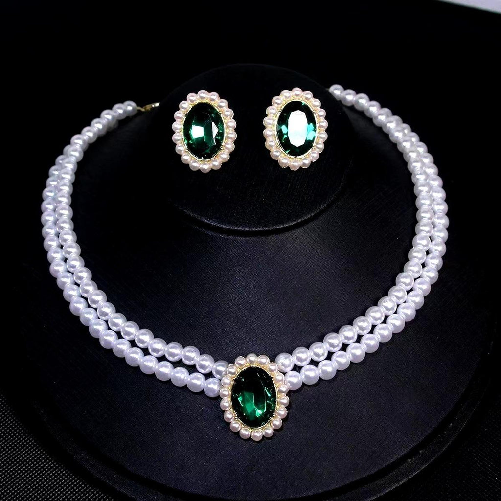 Ethnic Style Imitation Pearl Short Diamond Necklace Collar Clavicle Chain Design Sense Online Celebrity Retro Niche Fashion All-Matching
