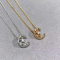 Copper + Titanium Steel Chain Rhombus Water Ice Moon Necklace Light Luxury Simple Titanium Steel Temperament Design Sense Light Luxury Niche Necklace
