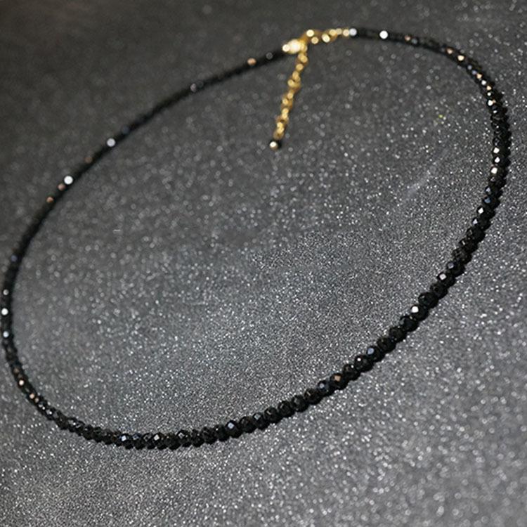 New Choker Collar Black Spinel Ultra-Fine Flash 14K Gold-Wrapped Clavicle Chain Women's Fashion Crystal Necklace Necklace