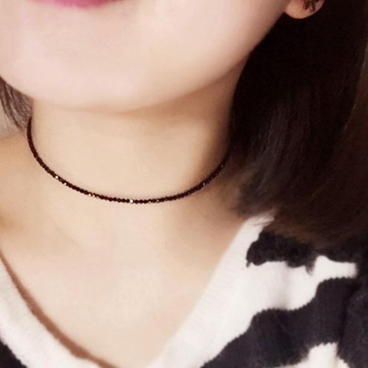 New Choker Collar Black Spinel Ultra-Fine Flash 14K Gold-Wrapped Clavicle Chain Women's Fashion Crystal Necklace Necklace