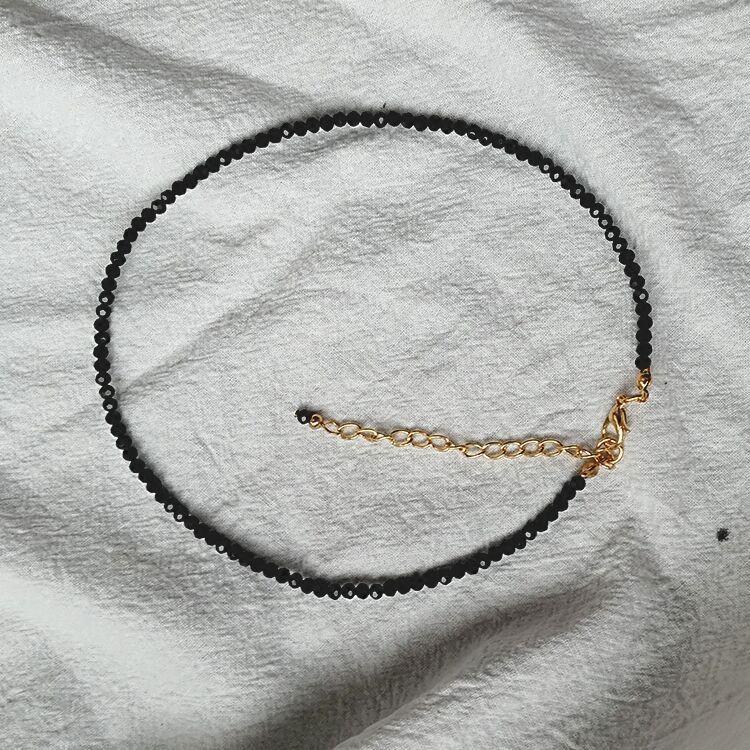 New Choker Collar Black Spinel Ultra-Fine Flash 14K Gold-Wrapped Clavicle Chain Women's Fashion Crystal Necklace Necklace