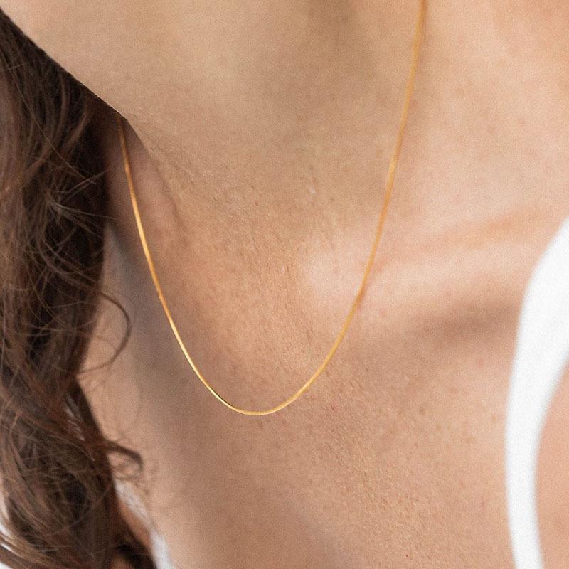 Stainless Steel Simple Mini Thin round Snake Bone Chain 1MM 2mm Clavicle Chain European and American Ins Style Women's Fashion Chain