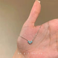 Ice Blue Mini Love Minimalist Necklace for Women Light Luxury Niche Ins Elegant High Sense Pendant Clavicle Chain Sweater Chain