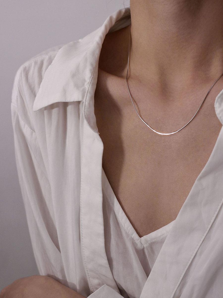 Super Flash Basic Snake Bone Chain S925 Sterling Silver Necklace Simple All-Match Clavicle Chain Stackable Exquisite Bare Chain