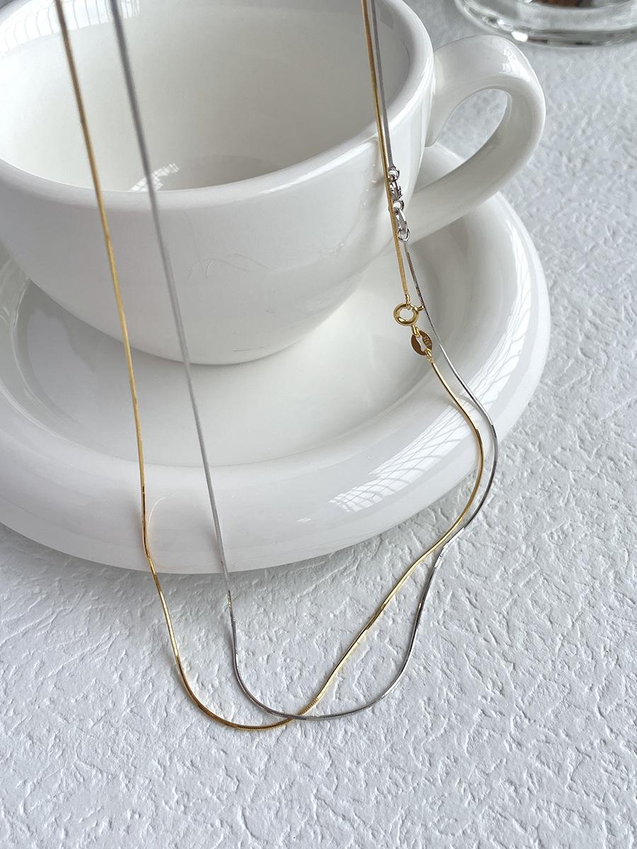 Super Flash Basic Snake Bone Chain S925 Sterling Silver Necklace Simple All-Match Clavicle Chain Stackable Exquisite Bare Chain
