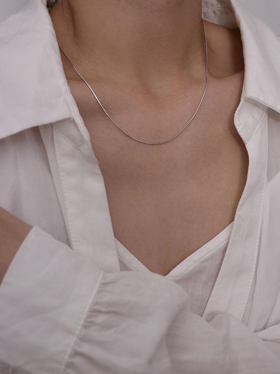 Super Flash Basic Snake Bone Chain S925 Sterling Silver Necklace Simple All-Match Clavicle Chain Stackable Exquisite Bare Chain