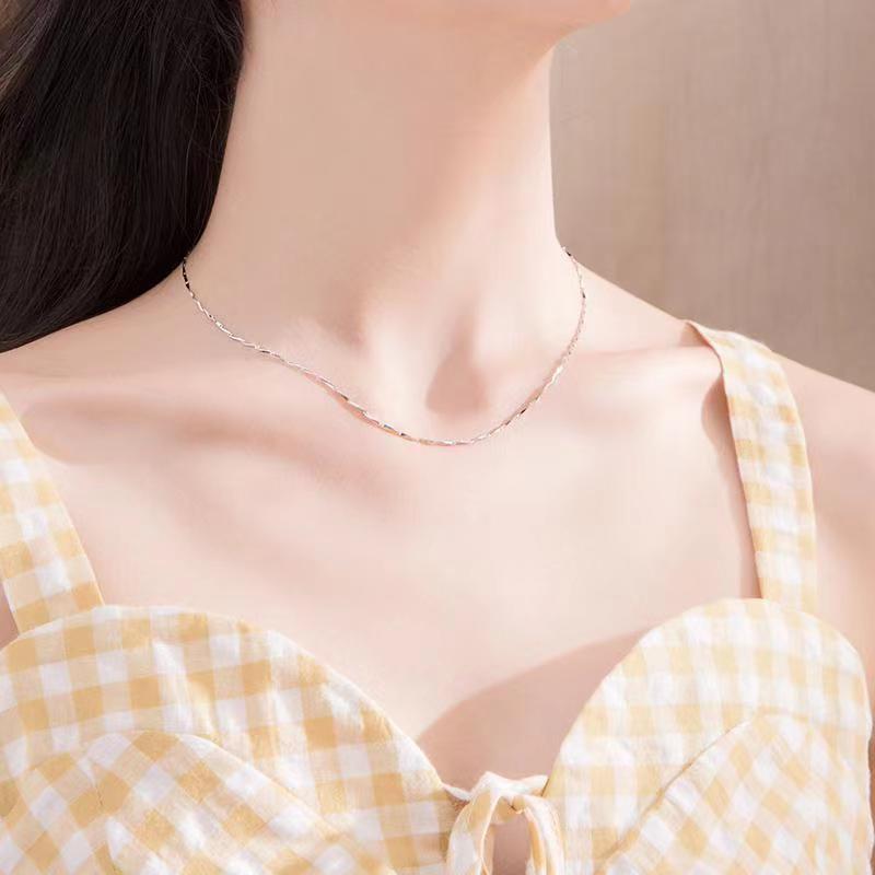 Necklace Women's Pendant-Free Clavicle Chain Replacement Chain Plain Chain Advanced All-Match Starry Snake Bone Chain Box Chain Bare Chain Women