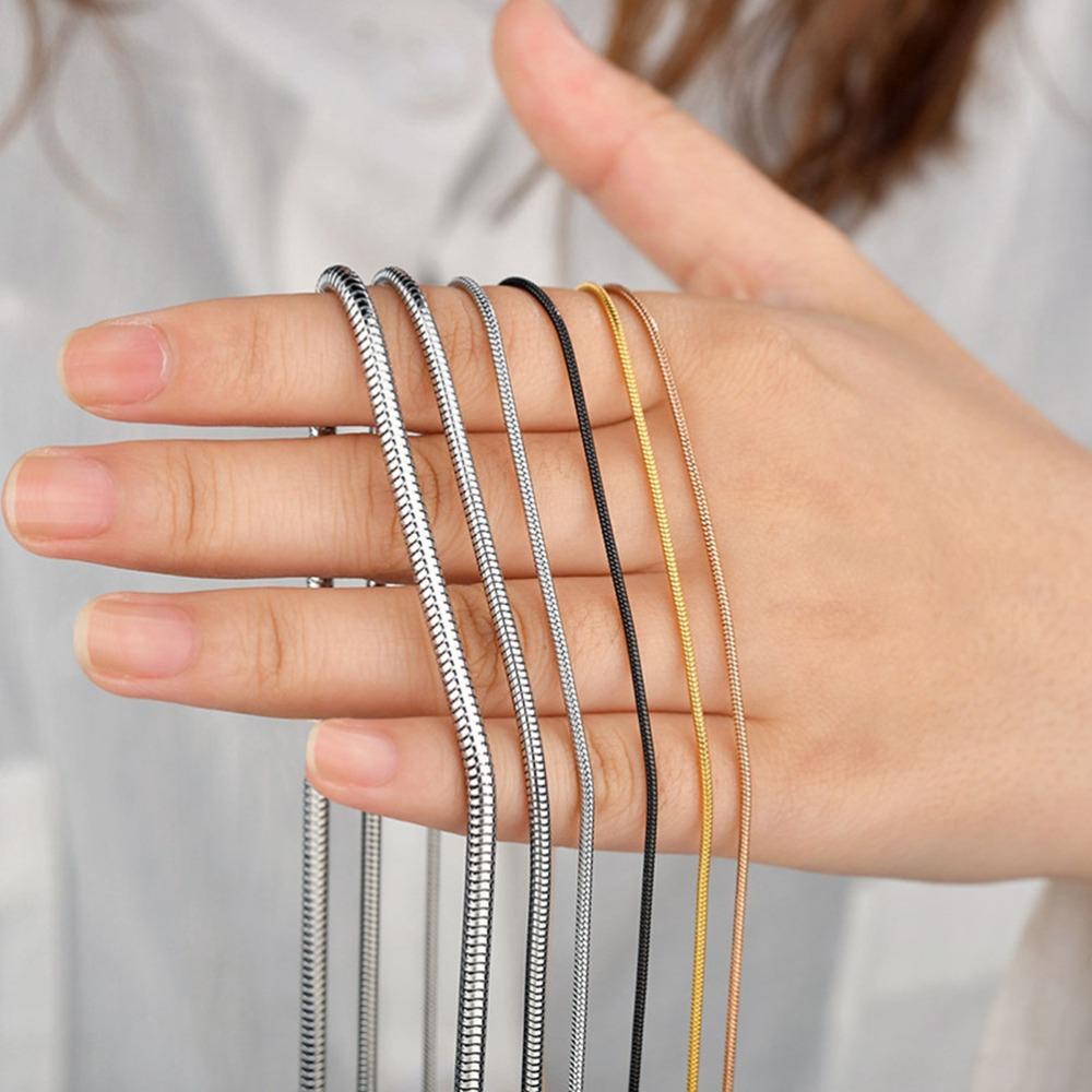 0.9/1.2/1.5mm Stainless Steel Snake Chain Snake Bone Chain DIY Chain Clavicle Titanium Steel Necklace Clavicle Chain