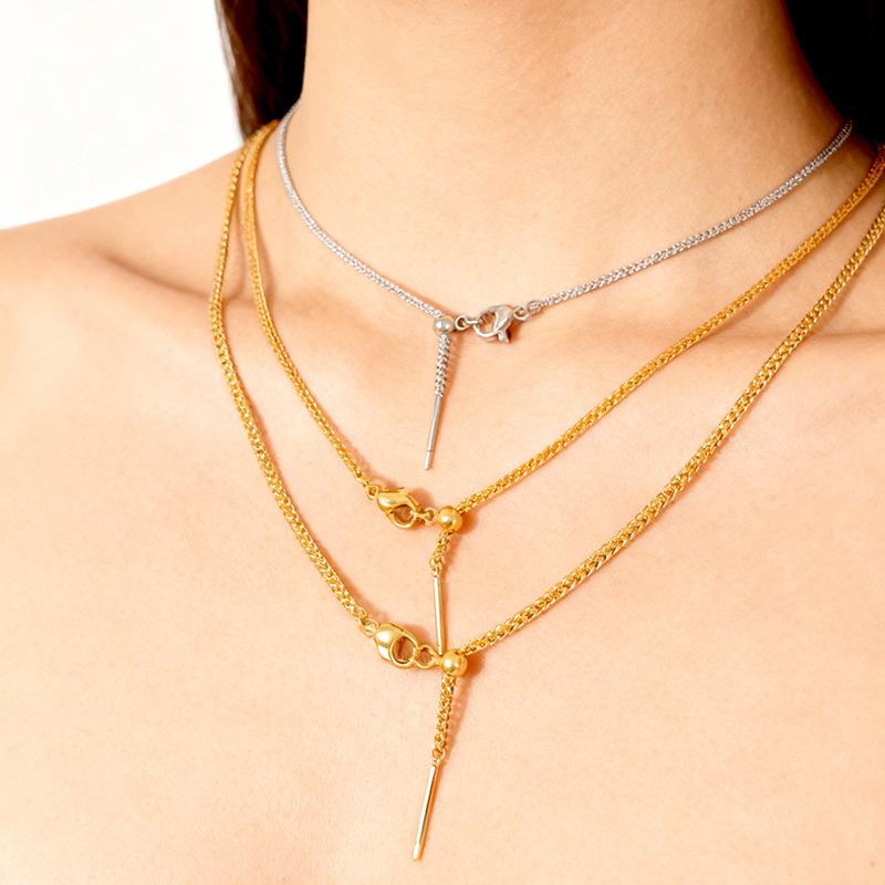 Titanium Steel Universal Chopin Chain Adjustable Needle Chain Small Hole Pendant Beaded Chain Diy Pull Adjustable Necklace