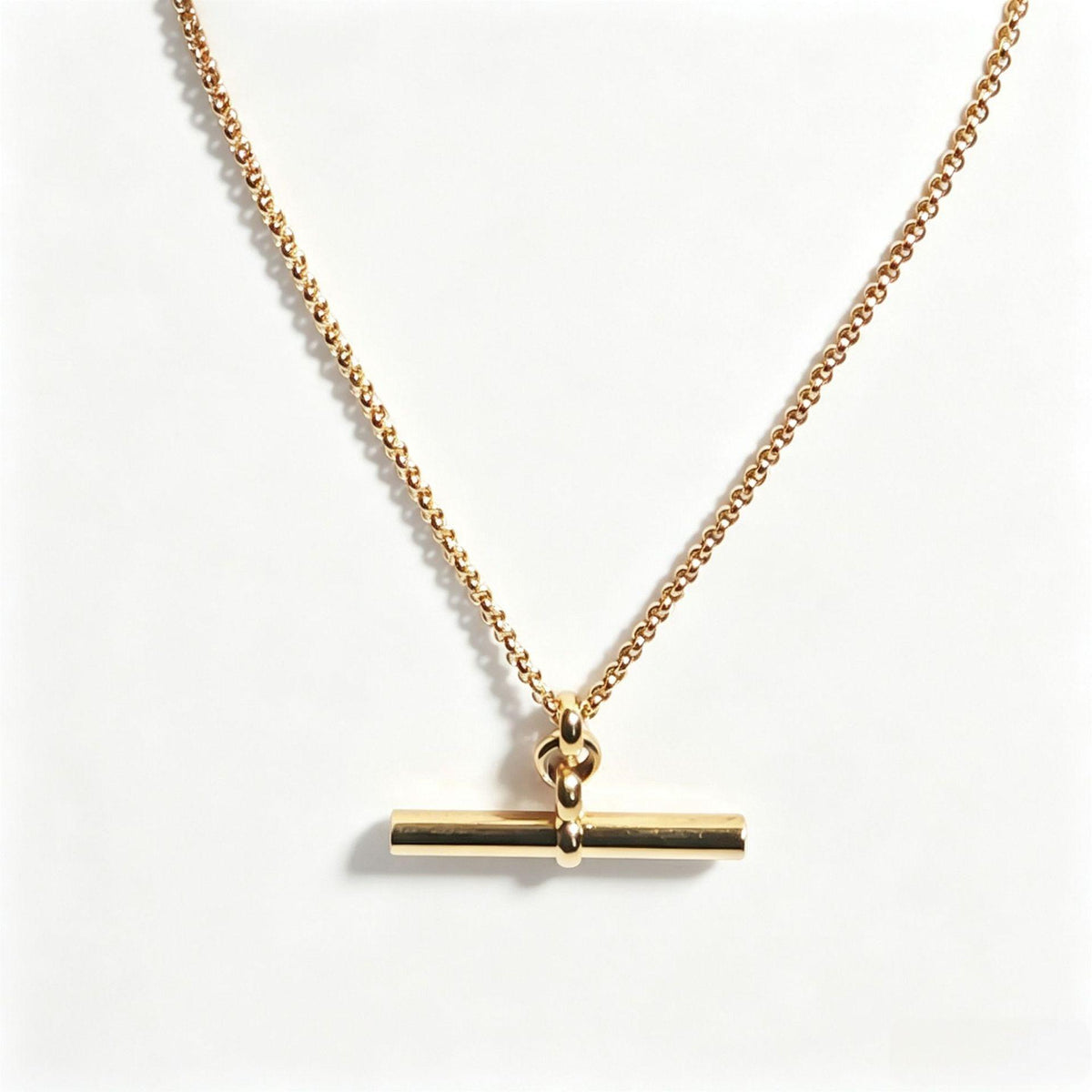 French Minimalist T-Shaped Horizontal Bar Necklace 18K Gold-Plated Bead Chain Light Luxury All-Match Basic Clavicle Chain Female Cross-Border Supply