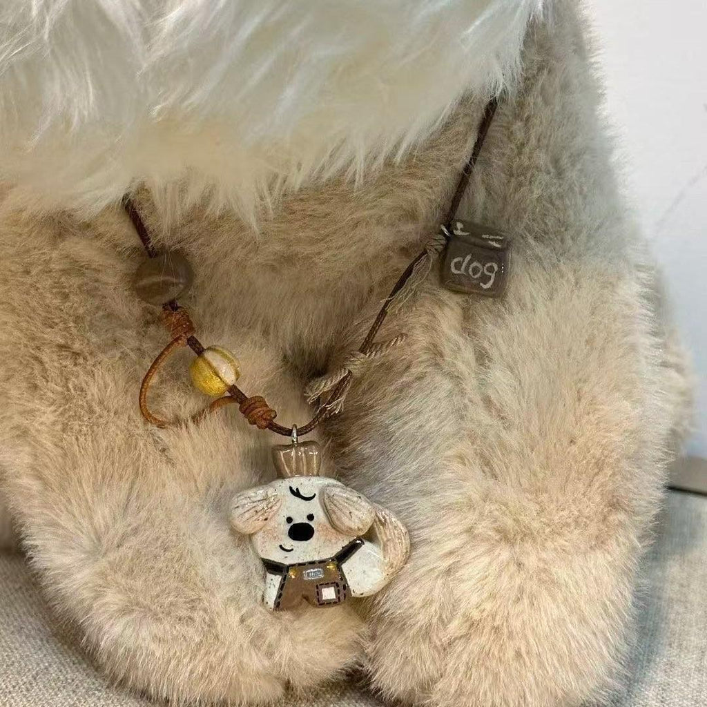 Puppy Barista Long Chain Braided Rope Cute All-Match Necklace Clavicle Chain Exquisite Temperament Accessories Pendant Necklace
