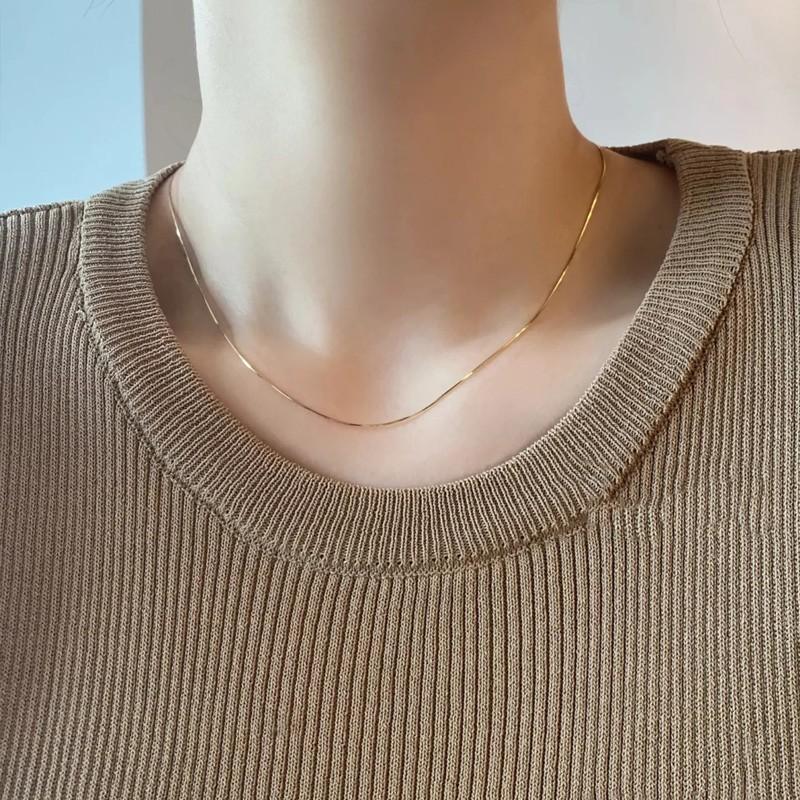 Plain Chain Snake Bone Chain Female Non-Fading Universal Chain Wearable Pendant Necklace Strip Rose Gold Chain Titanium Steel Bare Chain