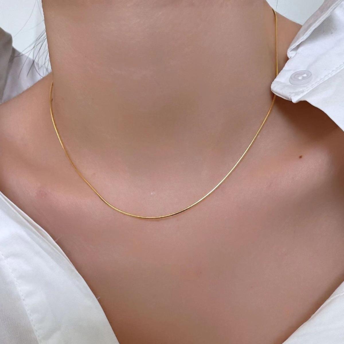 Plain Chain Snake Bone Chain Female Non-Fading Universal Chain Wearable Pendant Necklace Strip Rose Gold Chain Titanium Steel Bare Chain
