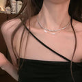 Double-Layer High-Grade Broken Silver Necklace for Girls Light Luxury Niche Design Sense Fine Flash Stacked Hot Girl Clavicle Chain Jewelry