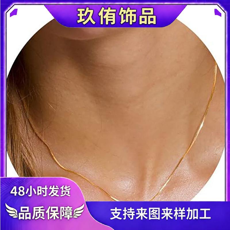 Cross-Border Simple Women's Thin Box Chain Necklace Personalized Niche Design Fashion Clavicle Chain Female Wholesale