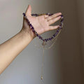 Retro Irregular Purple Gravel Golden Awn Star Necklace Female Niche High-Grade Clavicle Chain Unique Beautiful Necklace