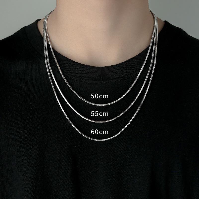 Accessories Snake Bone Chain Necklace Men's Trendy Niche Fashion Brand Fine Men's Plain All-Match Titanium Steel Neck Boys Clavicle Chain Chain