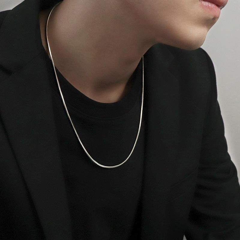 Accessories Snake Bone Chain Necklace Men's Trendy Niche Fashion Brand Fine Men's Plain All-Match Titanium Steel Neck Boys Clavicle Chain Chain