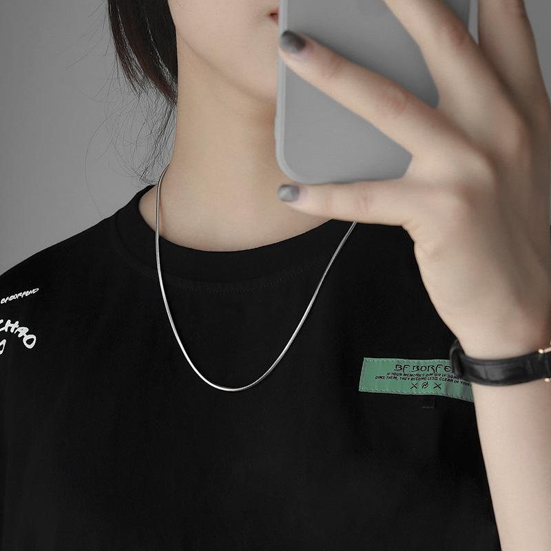 Accessories Snake Bone Chain Necklace Men's Trendy Niche Fashion Brand Fine Men's Plain All-Match Titanium Steel Neck Boys Clavicle Chain Chain