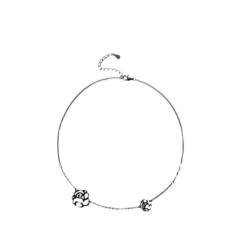 Camellia Neck Chain Women's Short Clavicle Chain Black Necklace Women's Simple New Personalized Collar Accessories Wholesale