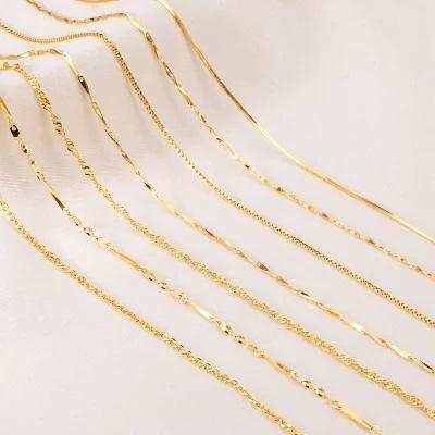 Bare Chain Color Silver Necklace 925 Sterling Silver Chain Clavicle Fine Plated 18K Yellow Gold Plated Female Clavicle Chain with Non-Fading