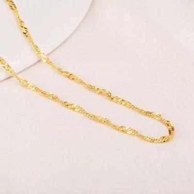 Bare Chain Color Silver Necklace 925 Sterling Silver Chain Clavicle Fine Plated 18K Yellow Gold Plated Female Clavicle Chain with Non-Fading