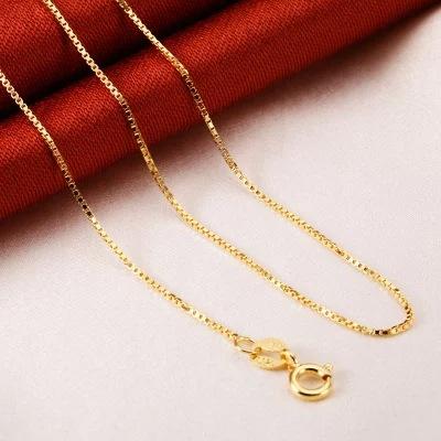 Bare Chain Color Silver Necklace 925 Sterling Silver Chain Clavicle Fine Plated 18K Yellow Gold Plated Female Clavicle Chain with Non-Fading