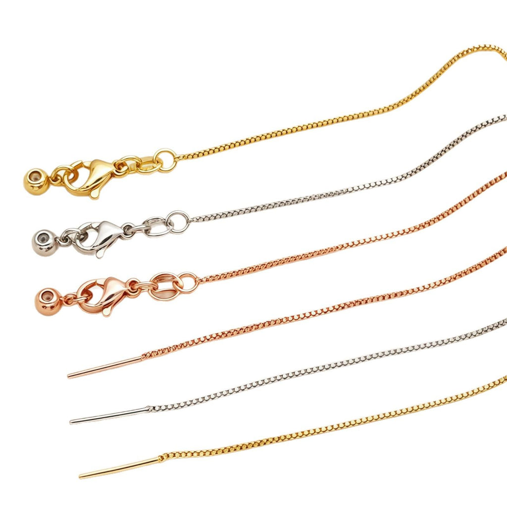 Needle-Type Universal Necklace Women's Beaded Universal Chain Thin Box Clavicle Chain 18K Gold Plated DIY Adjustable Plain Chain