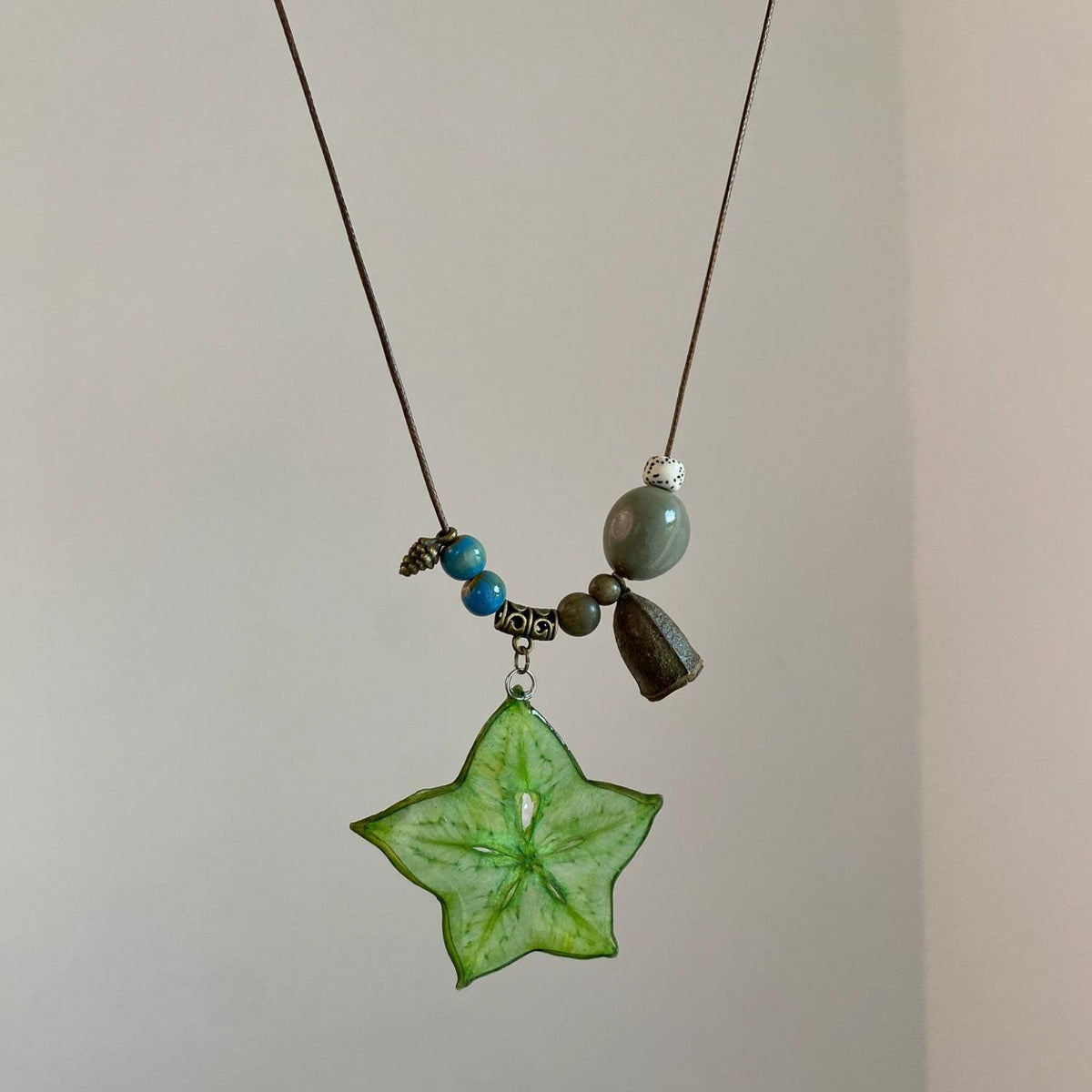 [Qingxing Manye] Mori Sliced Carambola Necklace Niche Artistic Retro Clavicle Chain Fresh Atmosphere Accessories