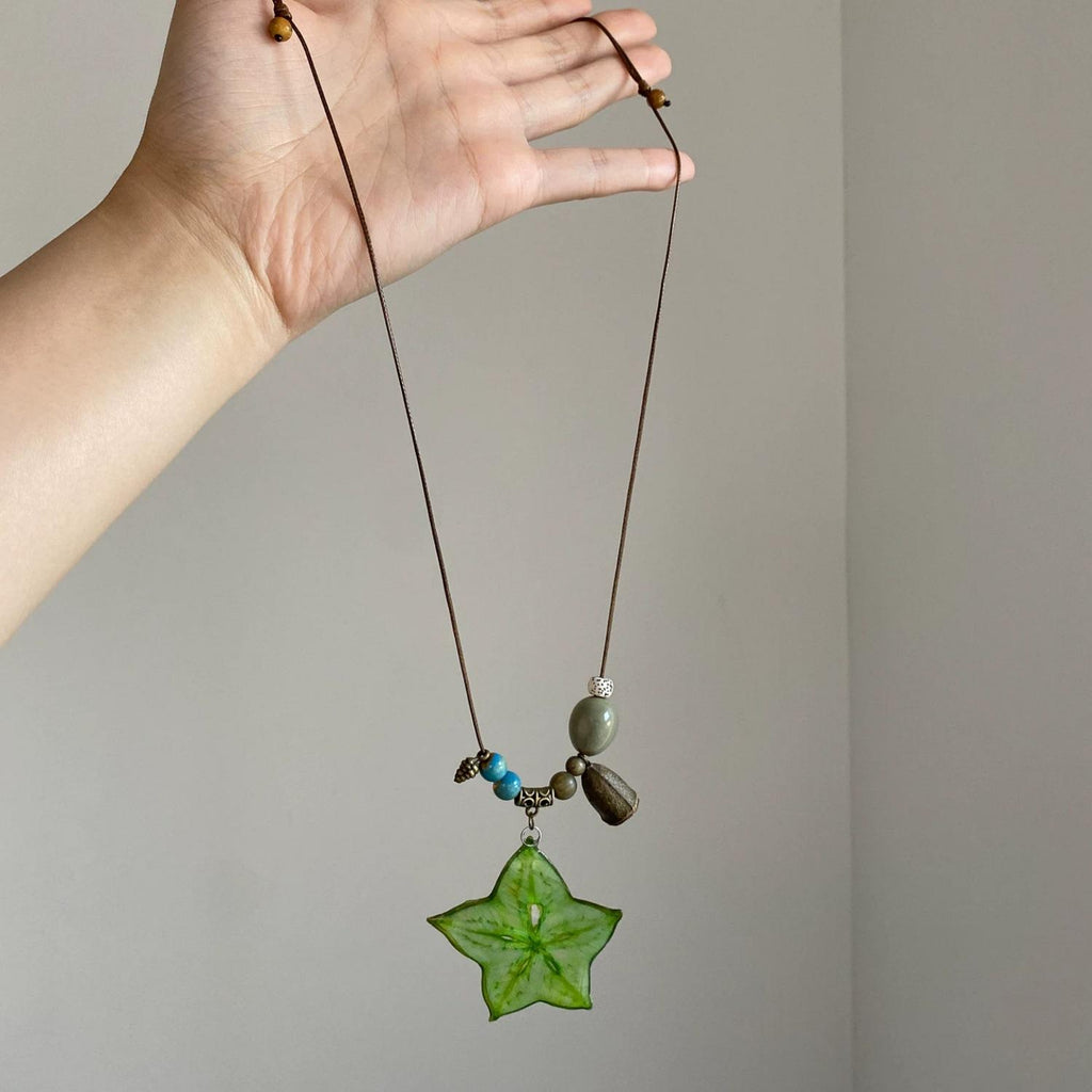 [Qingxing Manye] Mori Sliced Carambola Necklace Niche Artistic Retro Clavicle Chain Fresh Atmosphere Accessories