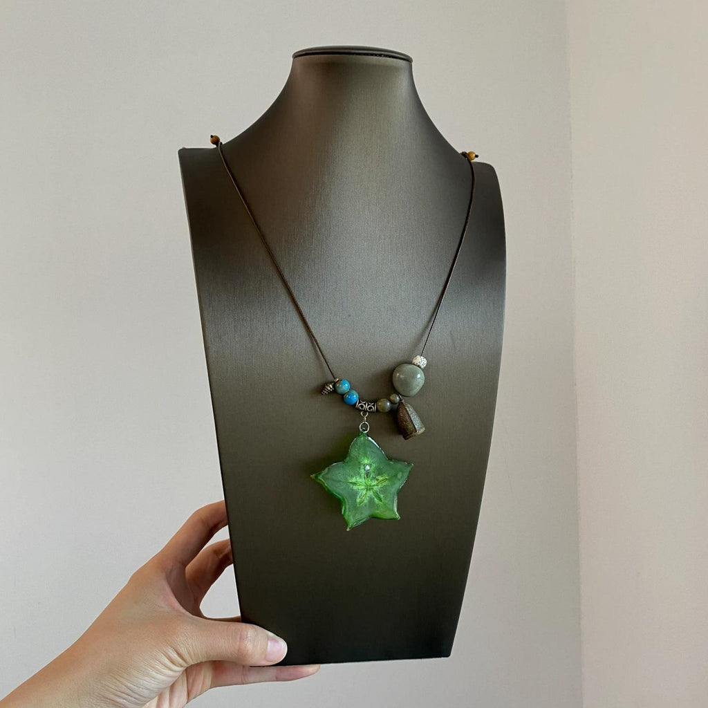 [Qingxing Manye] Mori Sliced Carambola Necklace Niche Artistic Retro Clavicle Chain Fresh Atmosphere Accessories