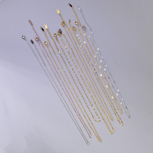 18K Gold Chain Necklace Female O-Shaped Chain Clavicle Chain Snake Bone Colored Gold Stainless Steel Thin Single Chain without Pendant