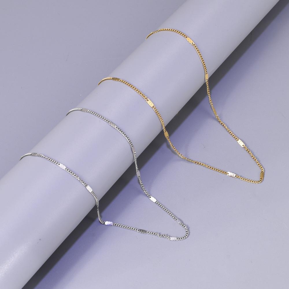 18K Gold Chain Necklace Female O-Shaped Chain Clavicle Chain Snake Bone Colored Gold Stainless Steel Thin Single Chain without Pendant