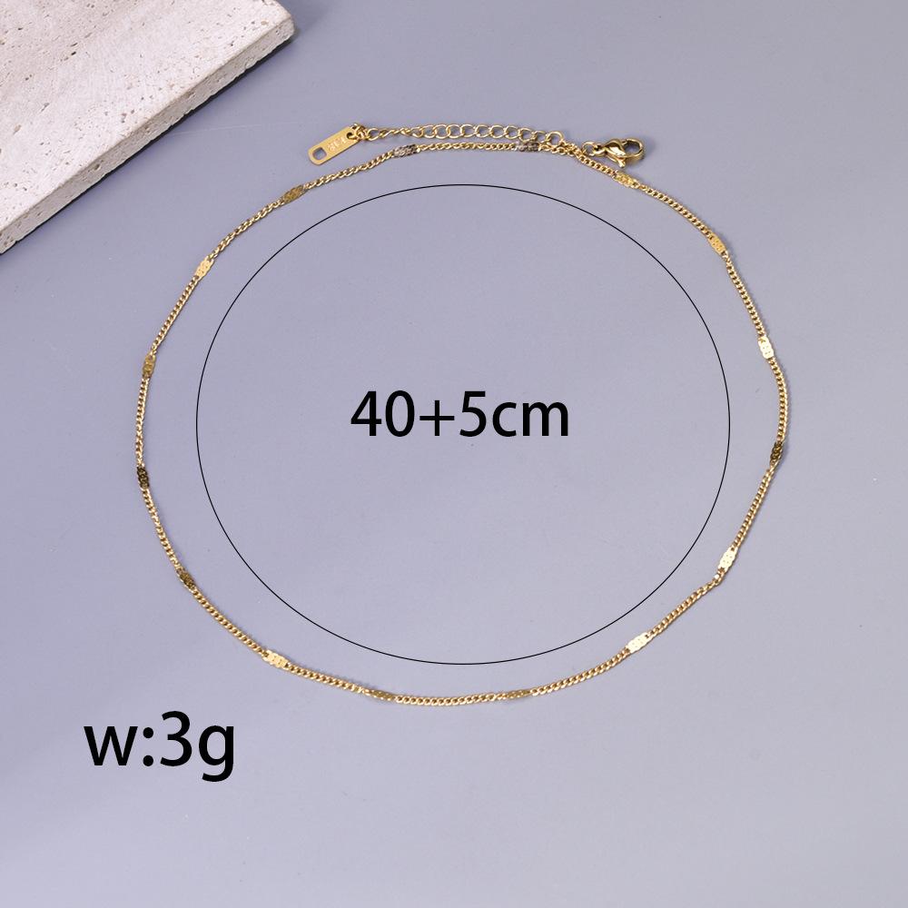 18K Gold Chain Necklace Female O-Shaped Chain Clavicle Chain Snake Bone Colored Gold Stainless Steel Thin Single Chain without Pendant