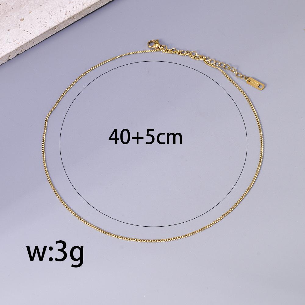 18K Gold Chain Necklace Female O-Shaped Chain Clavicle Chain Snake Bone Colored Gold Stainless Steel Thin Single Chain without Pendant