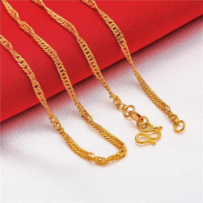 Vietnam Gold Chain Water Wave Chain Gold-Plated Thin Chain O-Shaped Chain Box Chain All-Match Clavicle Chain Jewelry Wholesale
