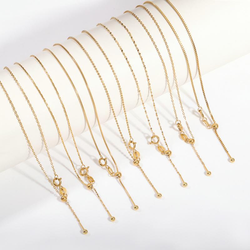 Stainless Steel Universal Chain Necklace Simple High Sense DIY Handmade Jewelry Chain Clavicle Chain 18K Adjustable Plain Chain