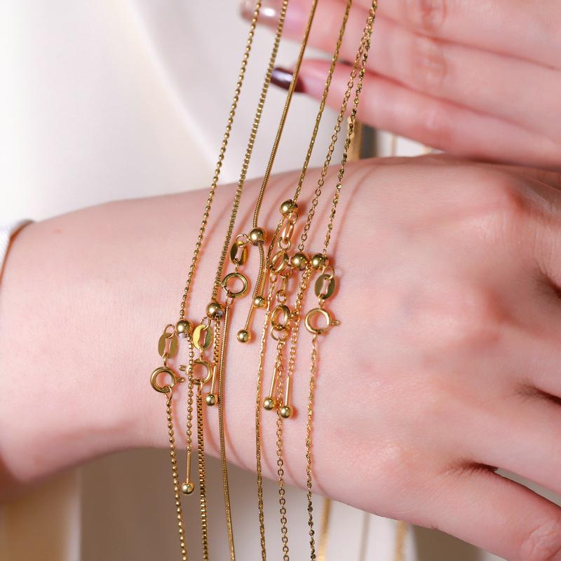 Stainless Steel Universal Chain Necklace Simple High Sense DIY Handmade Jewelry Chain Clavicle Chain 18K Adjustable Plain Chain