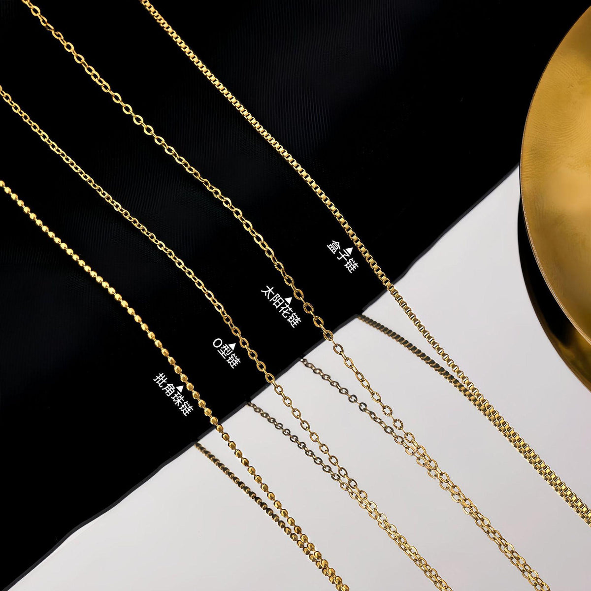 Non-Fading Gold-Plated Pigment Chain Necklace Titanium Steel Chain Clavicle Chain Pendant-Free Snake Bone Chain Chain Chopin Chain