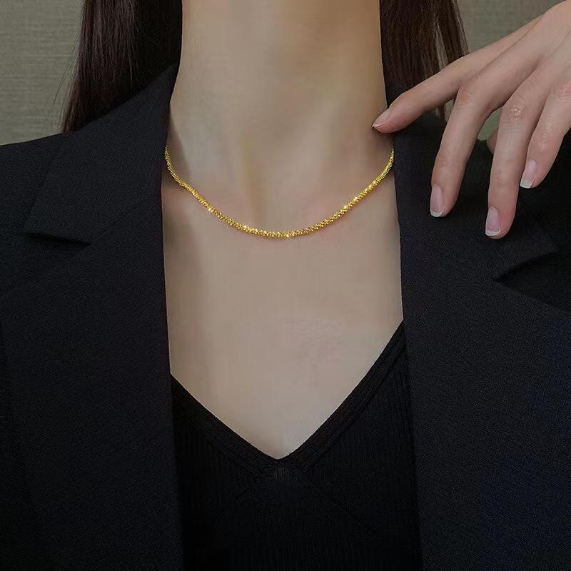 Broken Silver Starry Chain Titanium Steel Necklace Women's Elegant High-Grade Light Luxury Trendy Niche Exquisite Clavicle Chain Set
