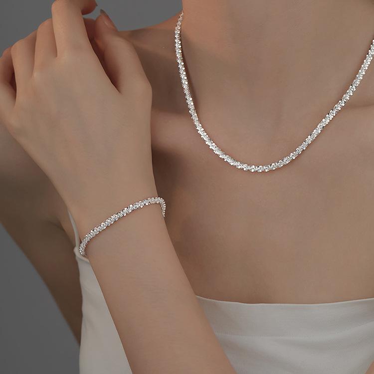 Broken Silver Starry Chain Titanium Steel Necklace Women's Elegant High-Grade Light Luxury Trendy Niche Exquisite Clavicle Chain Set