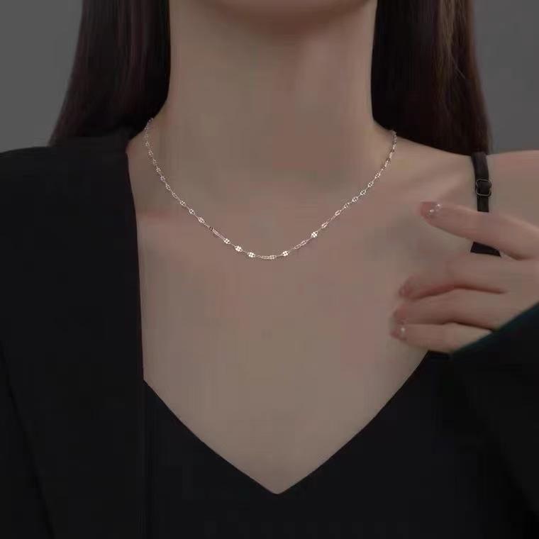 Necklace Women's Snowflake Chain Replacement Plain Chain Copper Silver-Plated Chain Accessories Pendant-Free Chain Clavicle Chain Necklace