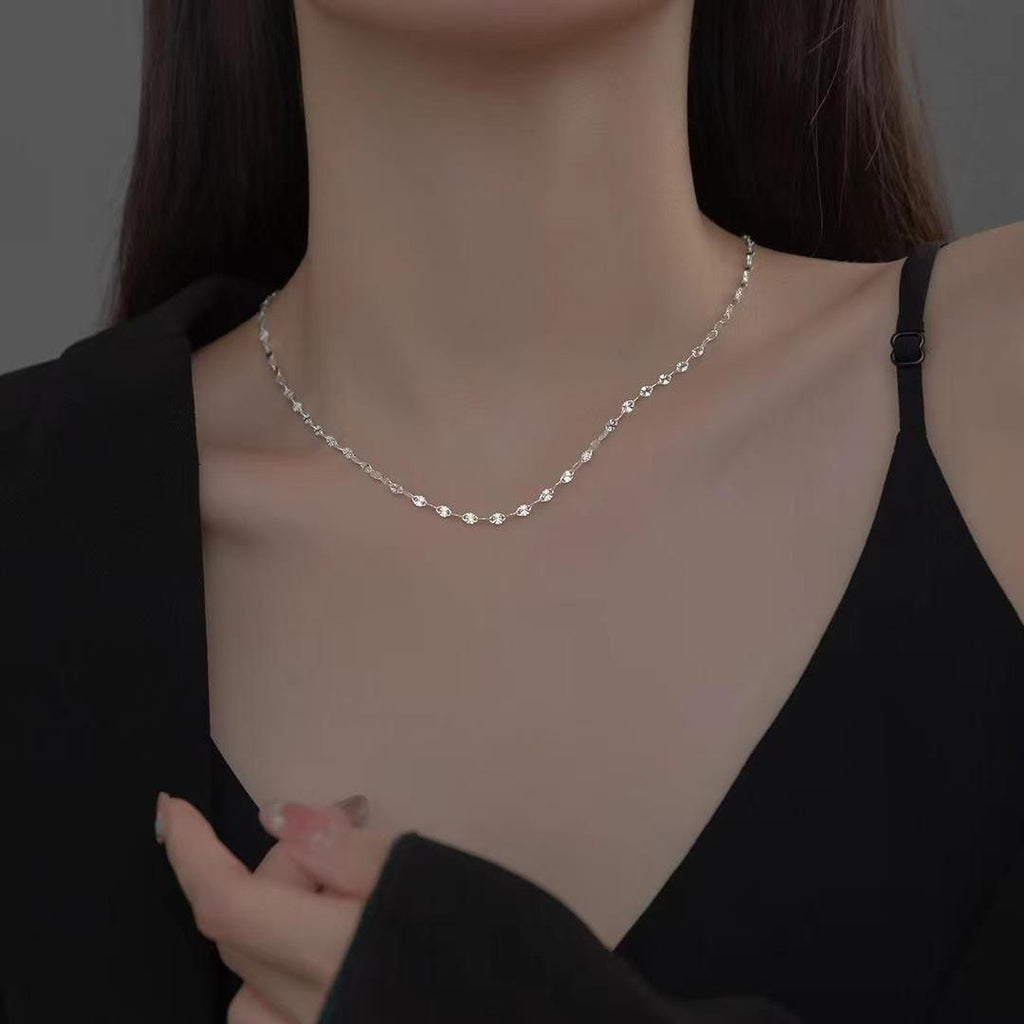 Necklace Women's Snowflake Chain Replacement Plain Chain Copper Silver-Plated Chain Accessories Pendant-Free Chain Clavicle Chain Necklace