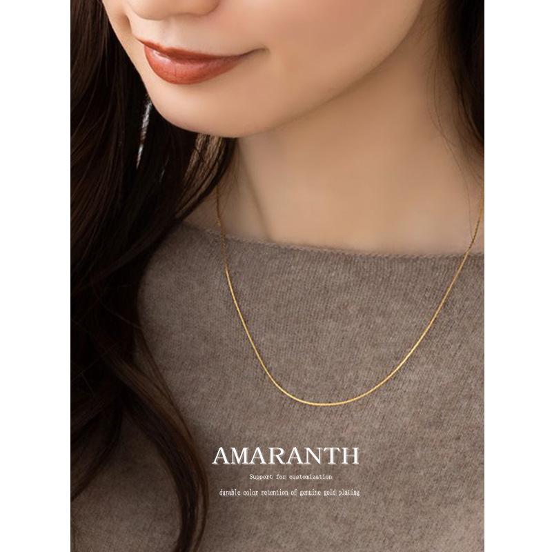 Super Thin! Very Fine Super Flash Necklace Female Clavicle Chain Titanium Steel Electroplated 18K Gold Light Luxury Advanced