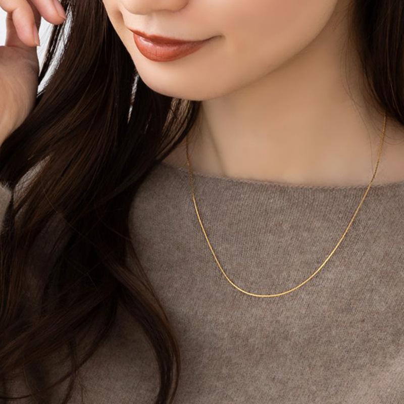 Super Thin! Very Fine Super Flash Necklace Female Clavicle Chain Titanium Steel Electroplated 18K Gold Light Luxury Advanced