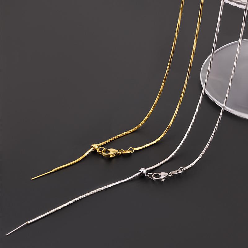 Stainless Steel Universal Chain Necklace Clavicle Chain Adjustable Vacuum Plated 18K Chain Snake Bone Chain DIY Jewelry Titanium Steel Necklace