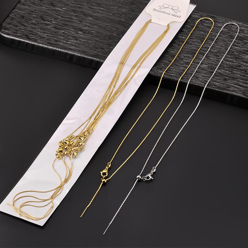 Stainless Steel Universal Chain Necklace Clavicle Chain Adjustable Vacuum Plated 18K Chain Snake Bone Chain DIY Jewelry Titanium Steel Necklace